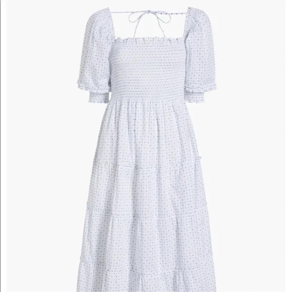 Hill House Nesli Nap dress white/blue sz M